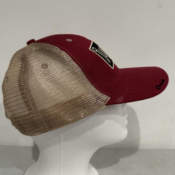 Larceny Bourbon Hat Cap Snap Back Red Tan Trucker Mesh Whiskey Advertising Mens - Picture 6 of 9